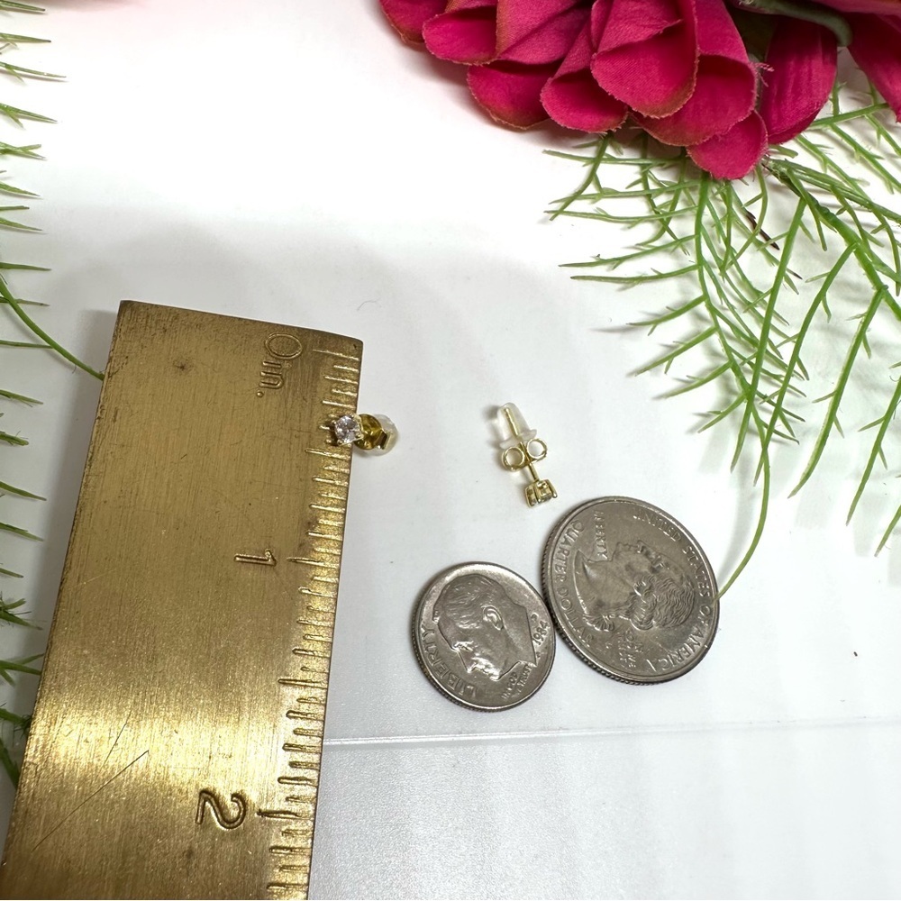 NEW⚜️14K Over Sterling Silver CZ Stud Earrings - Picture 4 of 7